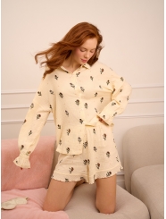 Женская пижама (Рубашка+Шорты) 5290TQP											